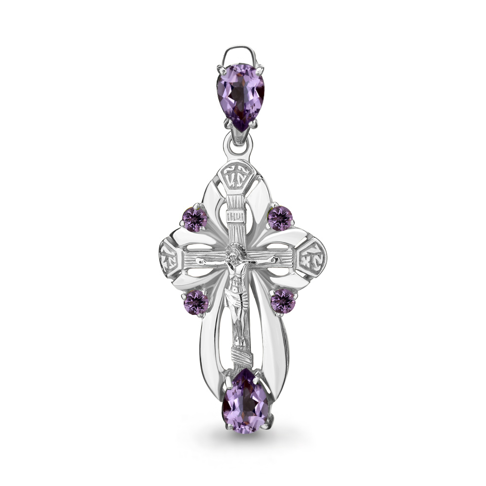 2225104 Крест из Серебра с аметистами