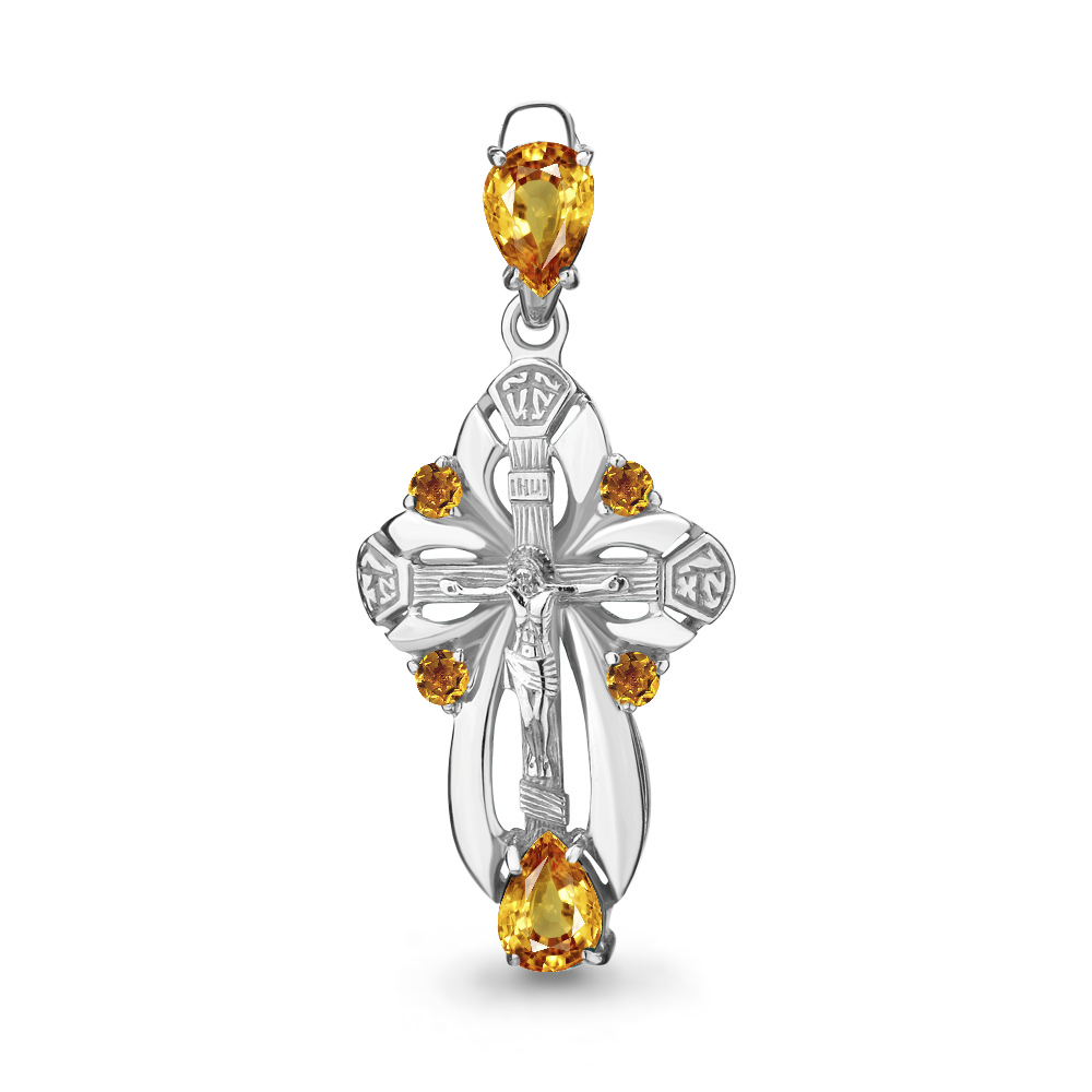 2225106 Крест из Серебра с цитринами