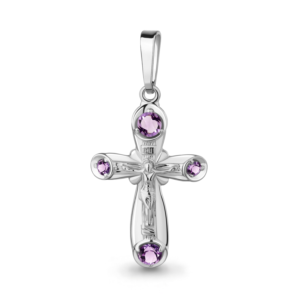 2225204 Крест из Серебра с аметистами