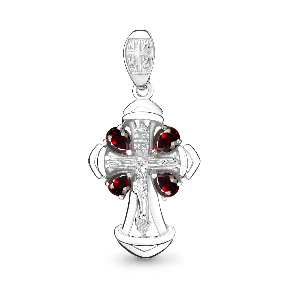 2225503 Крест из Серебра с гранатами