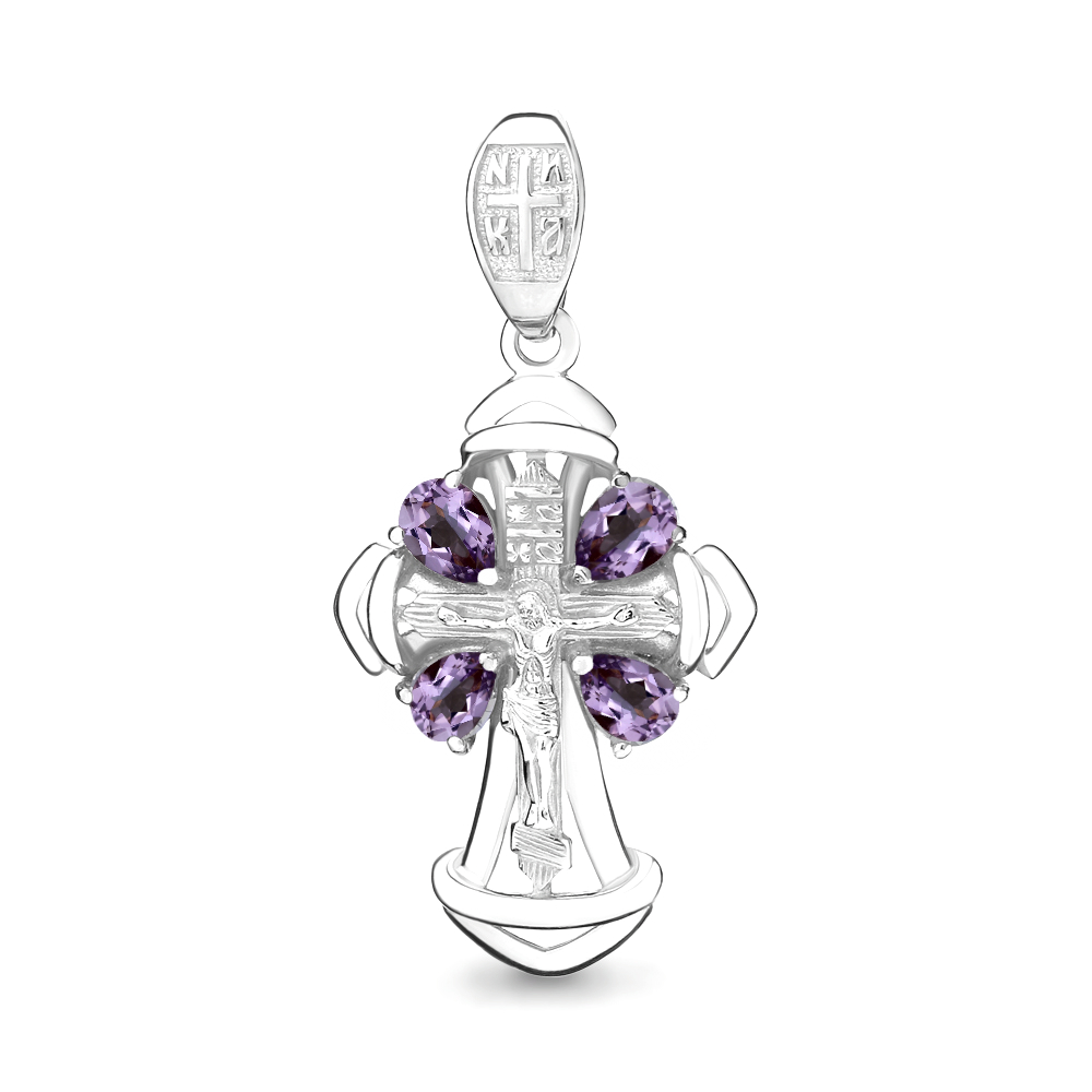 2225504 Крест из Серебра с аметистами
