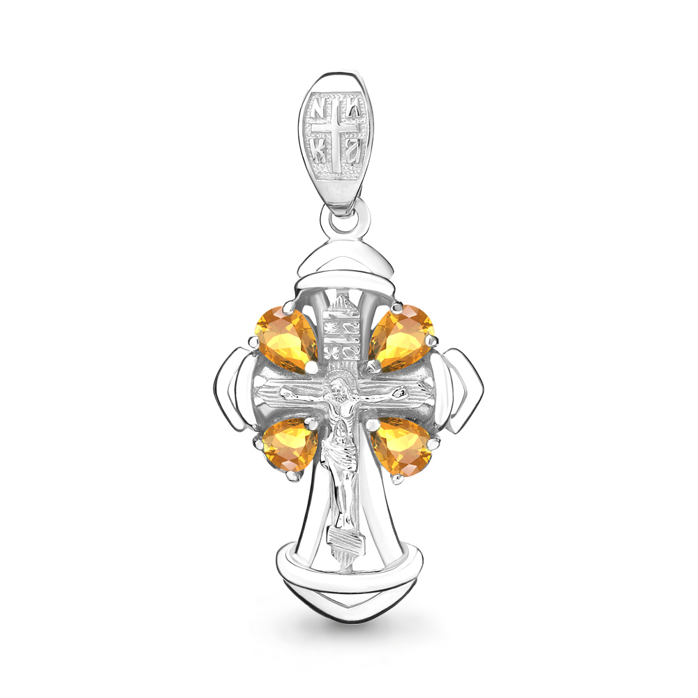 2225506 Крест из Серебра с цитринами