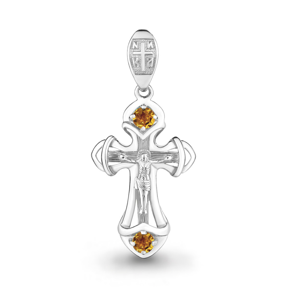 2225906 Крест из Серебра с цитринами