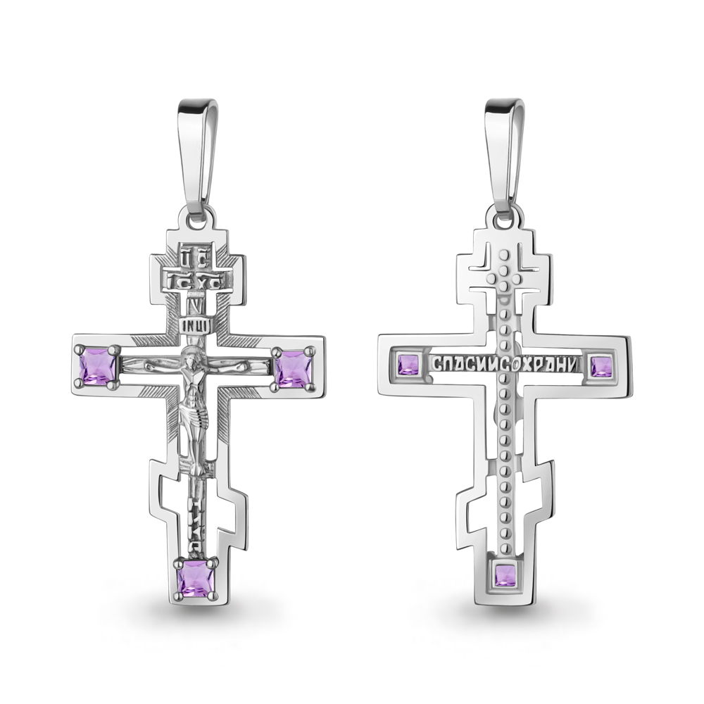 2238404 Крест из Серебра с аметистами