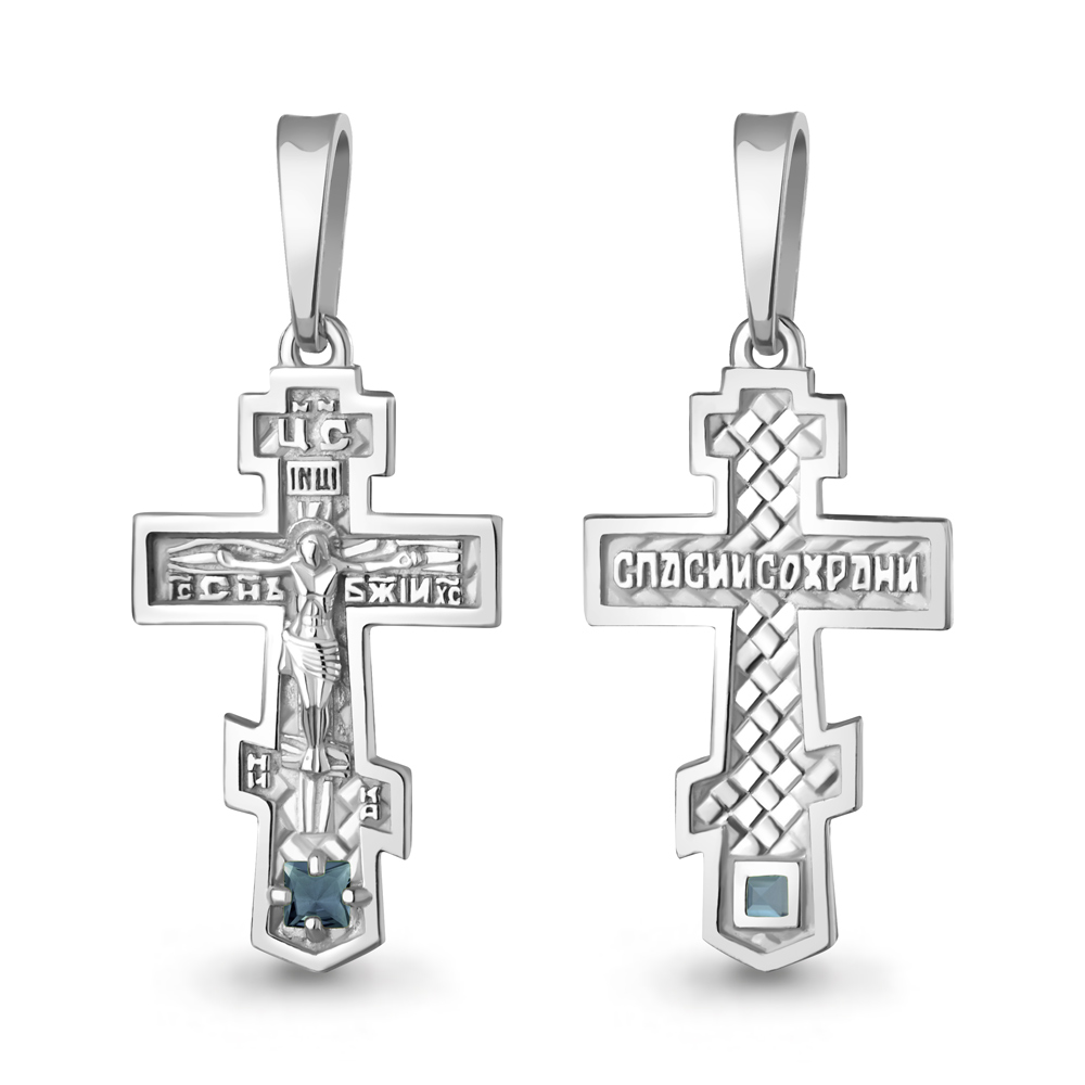 2238508 Крест из Серебра с топазом лондон блю