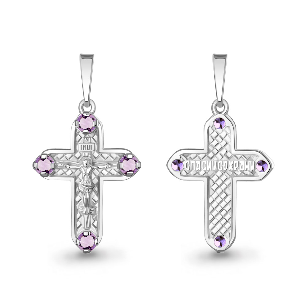 2238804 Крест из Серебра с аметистами