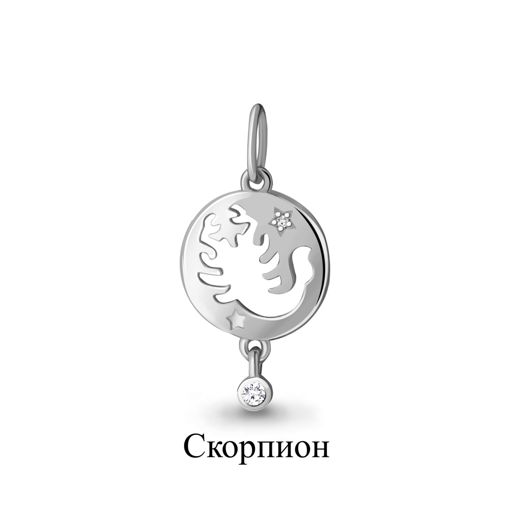 23197А Подвеска из Серебра с фианитами из коллекции "Гороскоп"