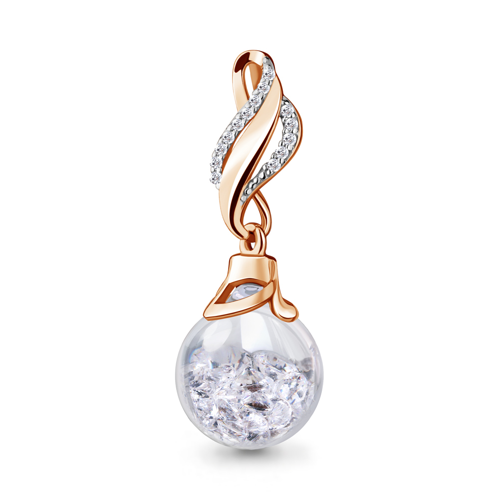 23235А Подвеска из золота с стеклом, фианитами из коллекции "French ball"