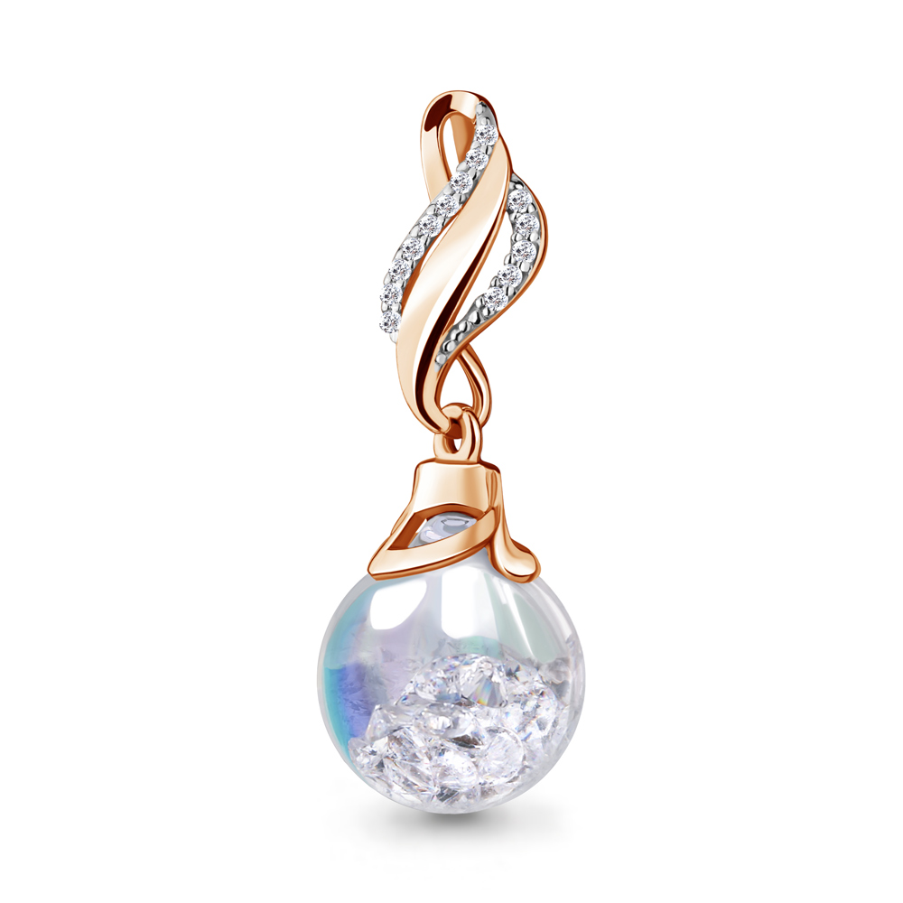 23235Г Подвеска из Золота с стеклом, фианитами из коллекции "French ball"