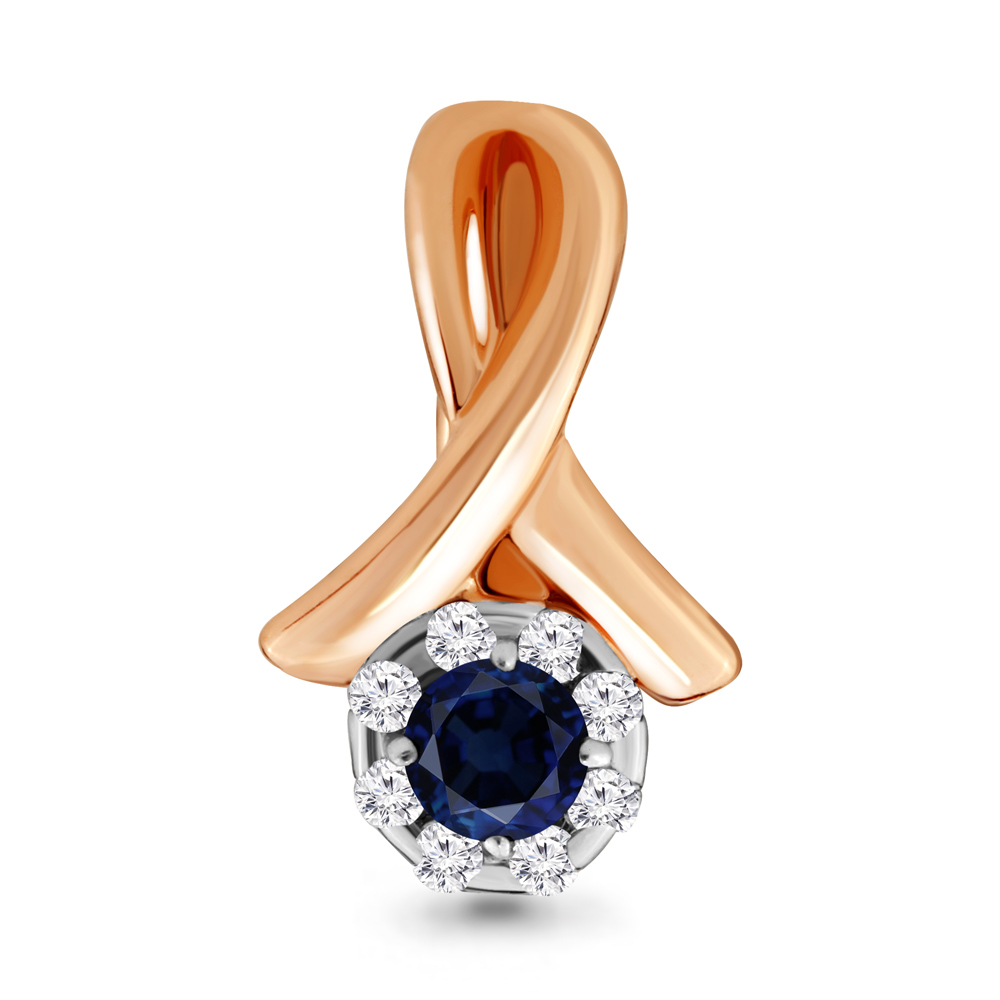 24091Б Подвеска из золота с наносапфиром, фианитами