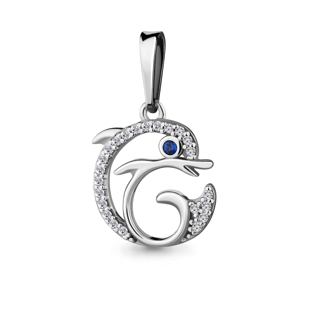 24193АБ Подвеска из Серебра с наносапфиром, фианитами из коллекции "Happy"