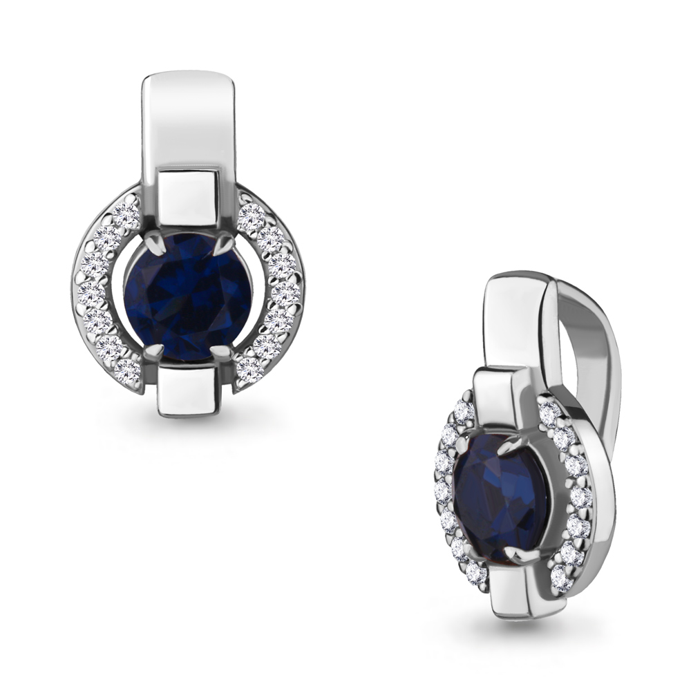 24232АБ Подвеска из Серебра с наносапфиром, фианитами из коллекции "Клеопатра"