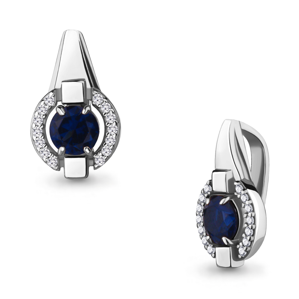 24233АБ Подвеска из Серебра с наносапфиром, фианитами из коллекции "Клеопатра"