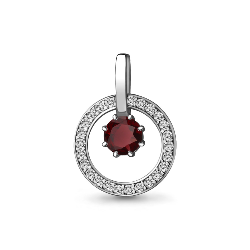 2429003А Подвеска из Серебра с гранатом, фианитами