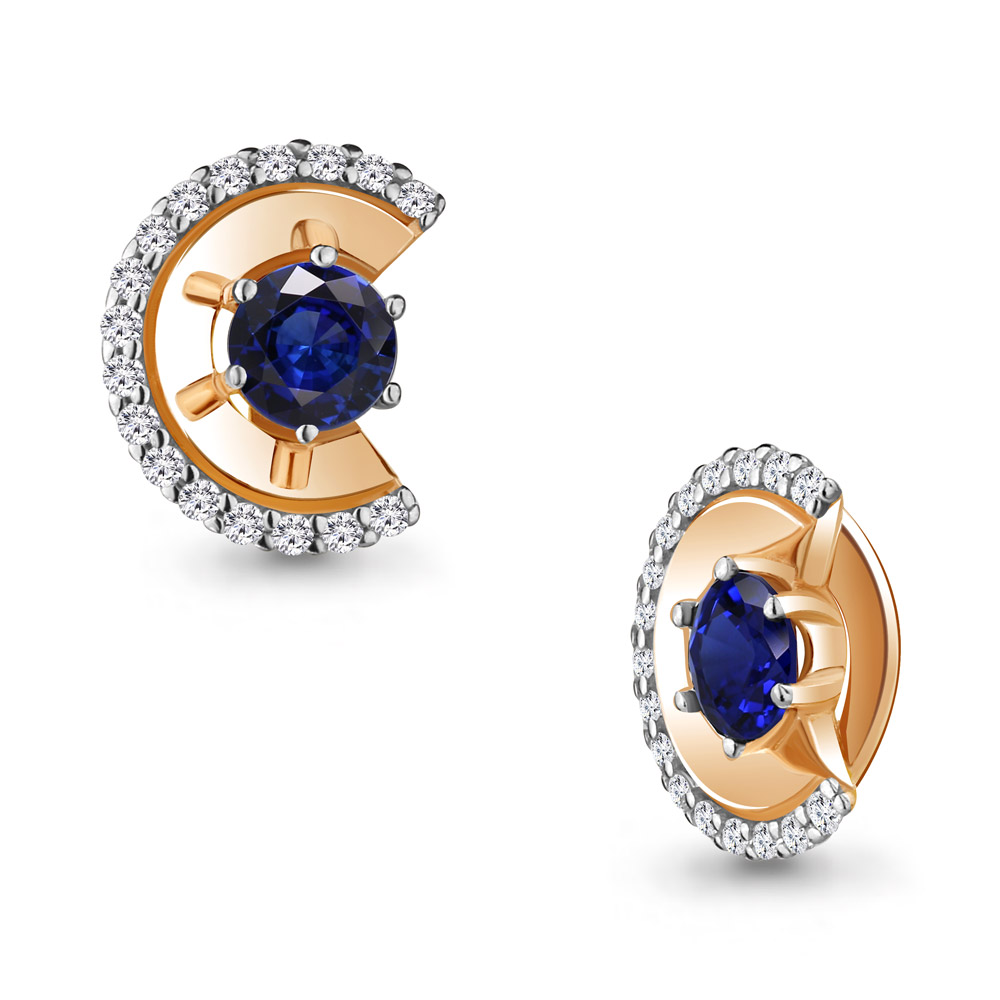 24365АБ Подвеска из Золота с наносапфиром, фианитами