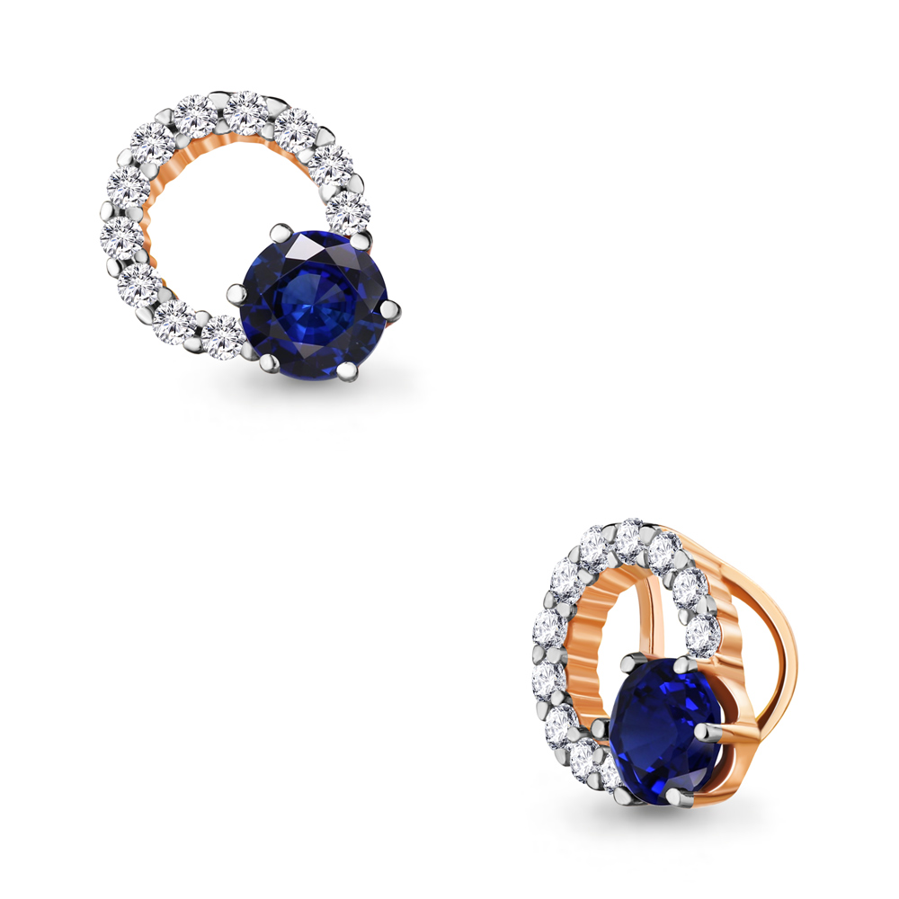 24366АБ Подвеска из Золота с наносапфиром, фианитами