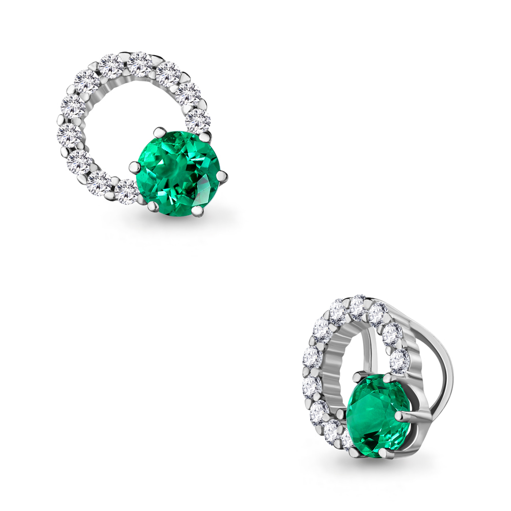 24366АГ Подвеска из Серебра с наноизумрудом, фианитами