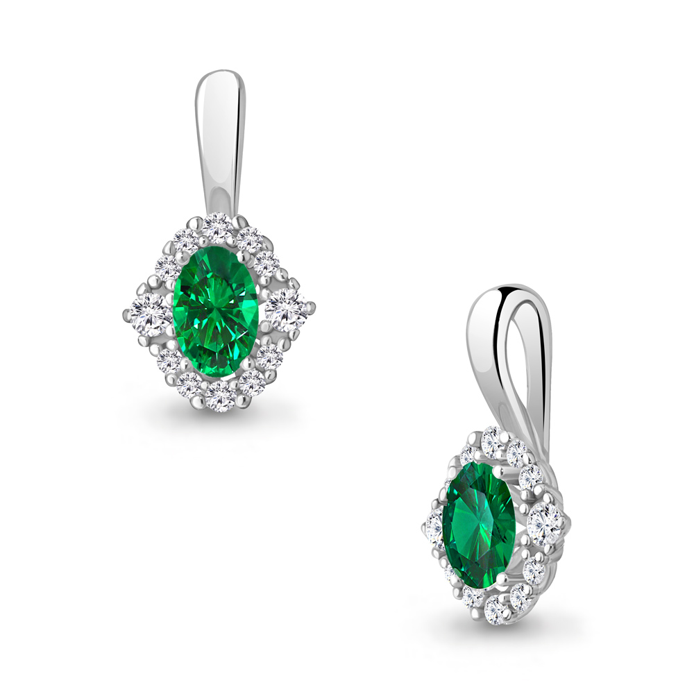 24497АГ Подвеска из Серебра с наноизумрудом, фианитами