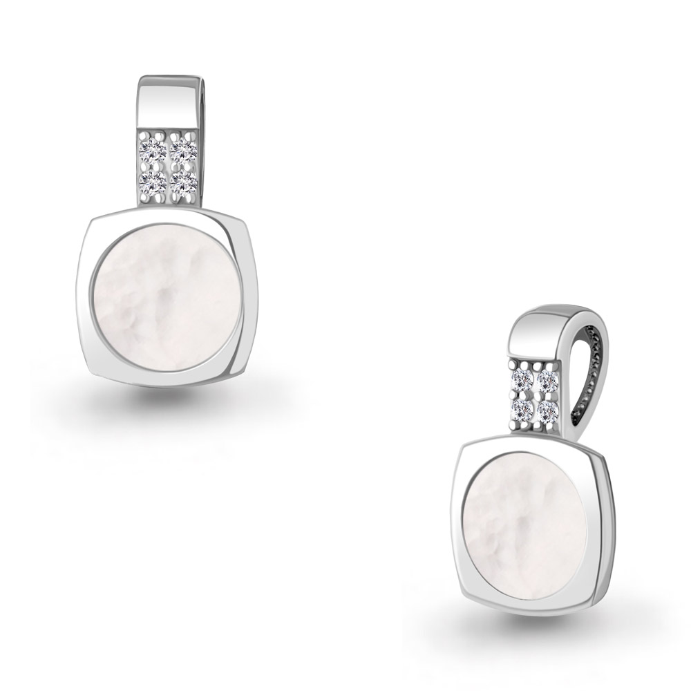 24793А Подвеска из Серебра с поделочным камнем, фианитами