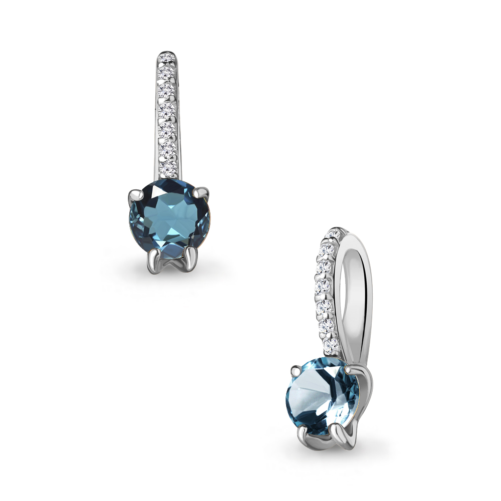 2502308А Подвеска из Серебра с топазом лондон блю, фианитами