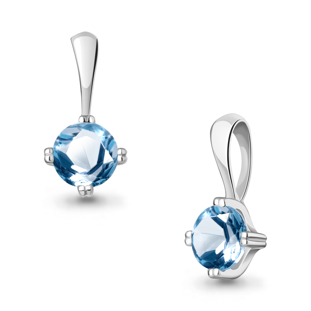 2502805 Подвеска из Серебра с топазом свисс блю