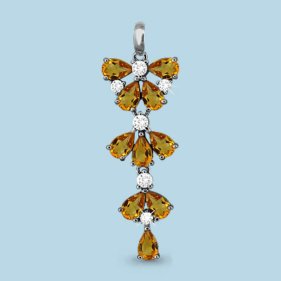 2503406А Подвеска из Серебра с фианитами, цитринами