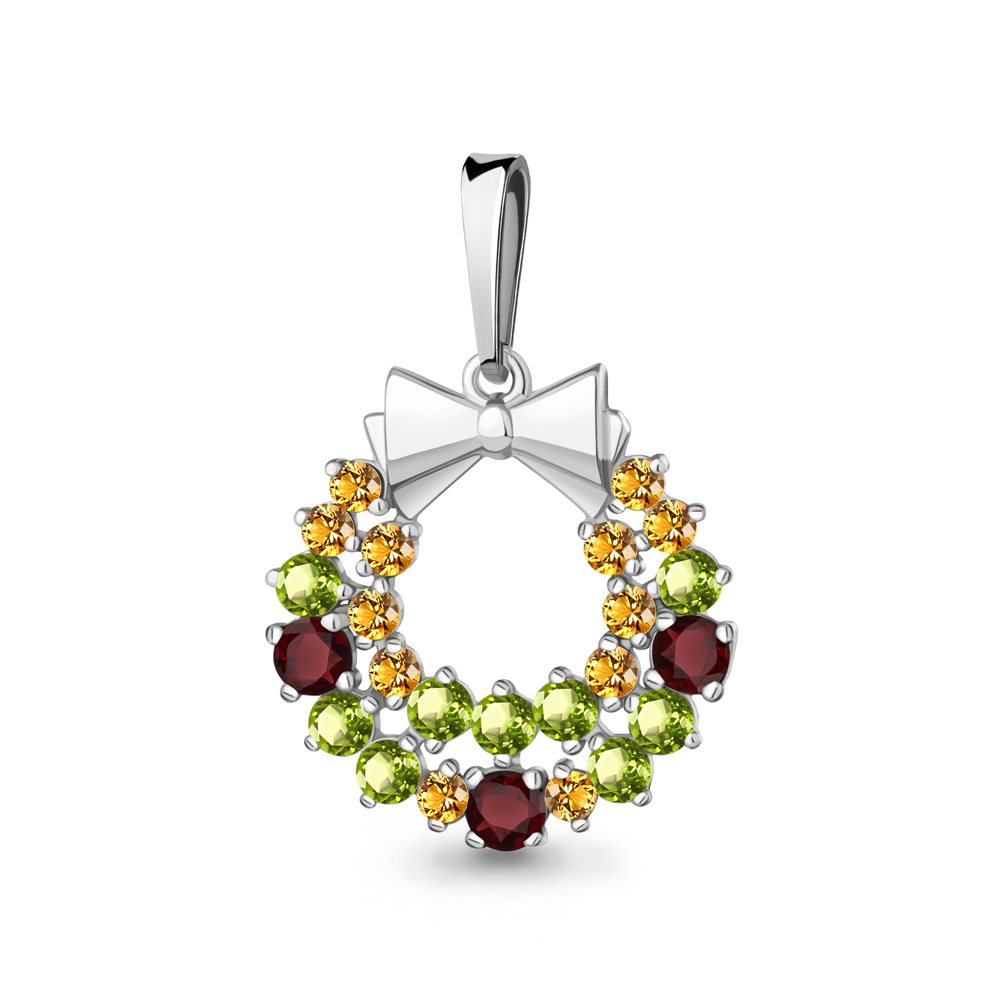 2513203 Подвеска из Серебра с гранатами, хризолитами, цитринами