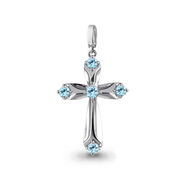 2521202 Подвеска из Серебра с топазами скай блю