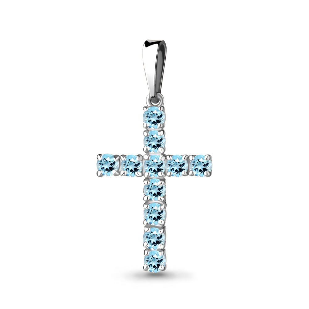 2521302 Подвеска из Серебра с топазами скай блю