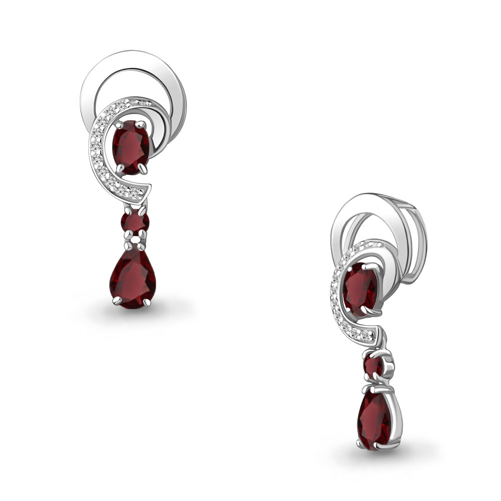 2522403А Подвеска из Серебра с гранатами, фианитами