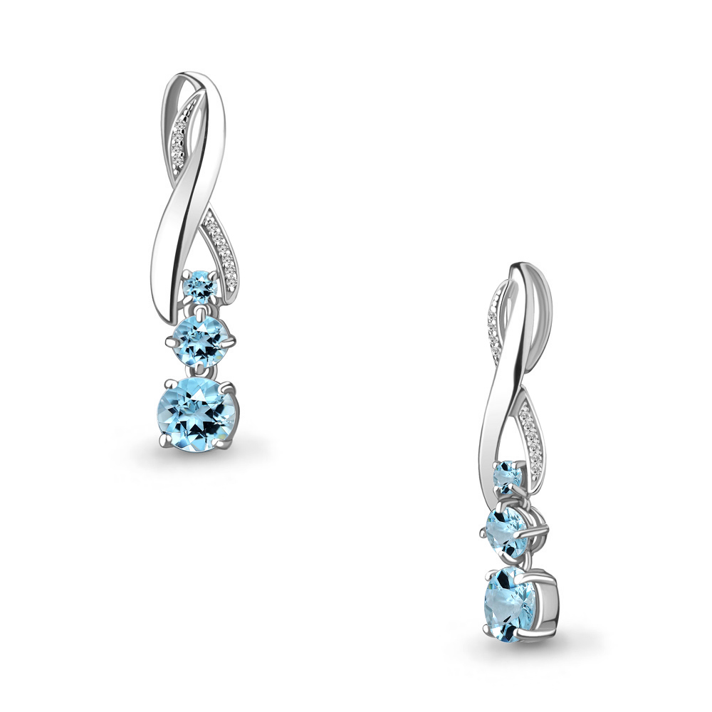 2522502А Подвеска из Серебра с топазами скай блю, фианитами