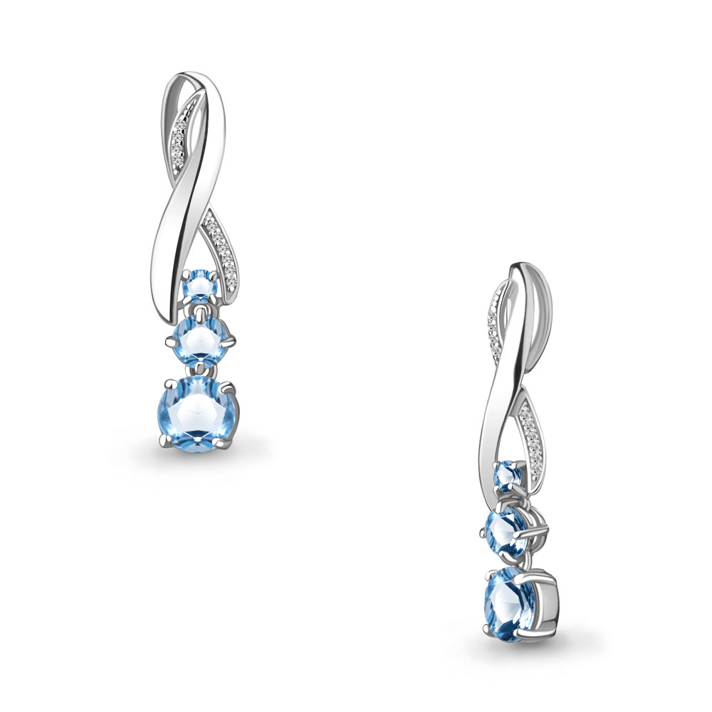 2522505А Подвеска из Серебра с топазами свисс блю, фианитами