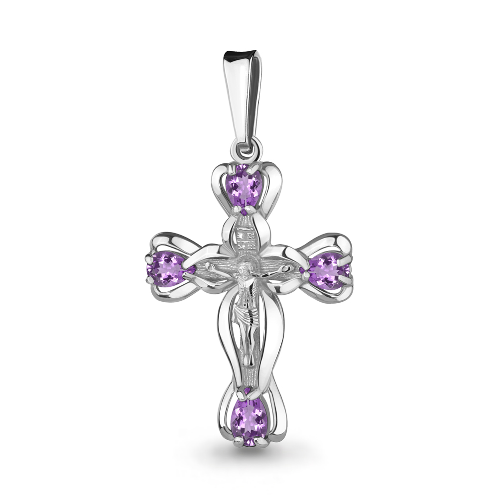 2525204 Крест из Серебра с аметистами
