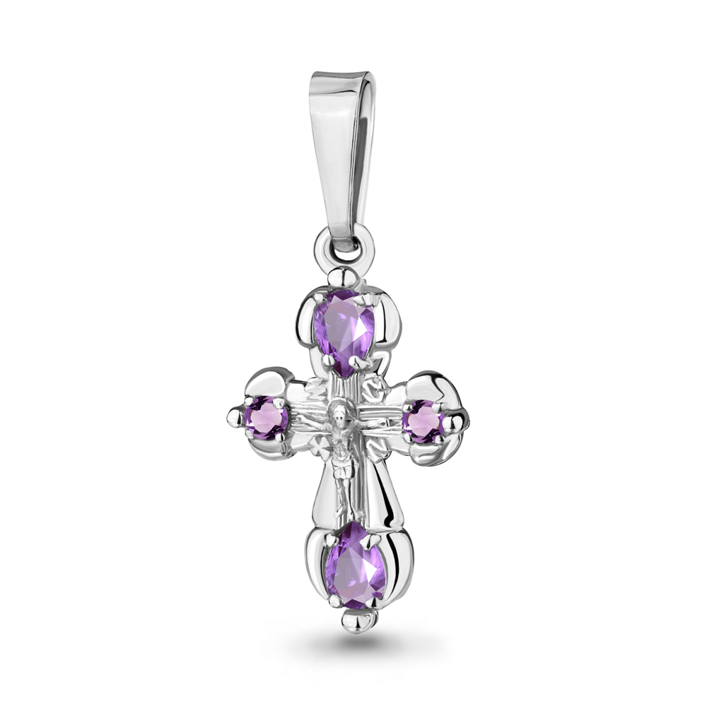 2525504 Крест из Серебра с аметистами