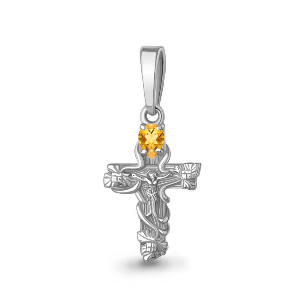 2525606 Крест из Серебра с цитрином