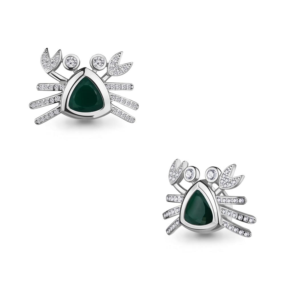 2525709А Подвеска из Серебра с агатом, фианитами