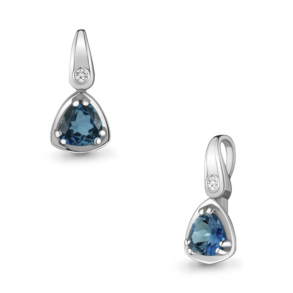 2528508А Подвеска из Серебра с топазом лондон блю, фианитом