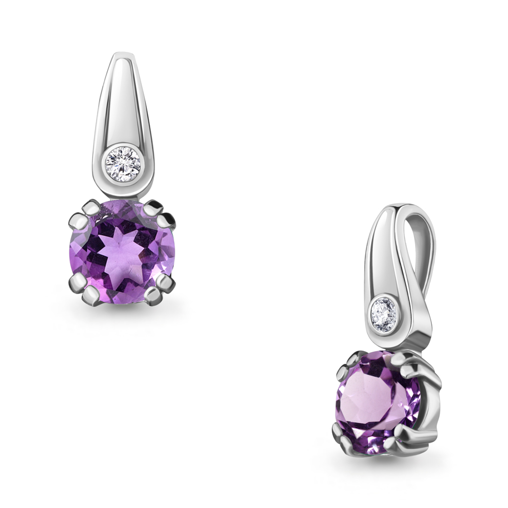 2528904А Подвеска из Серебра с аметистом, фианитом
