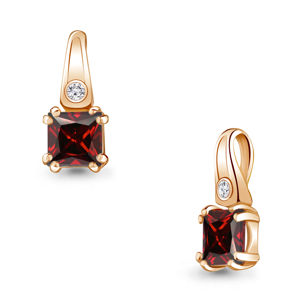 2529003А Подвеска из Золота с гранатом, фианитом