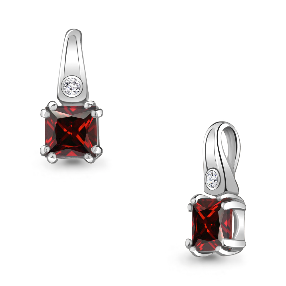 2529003А Подвеска из Серебра с гранатом, фианитом