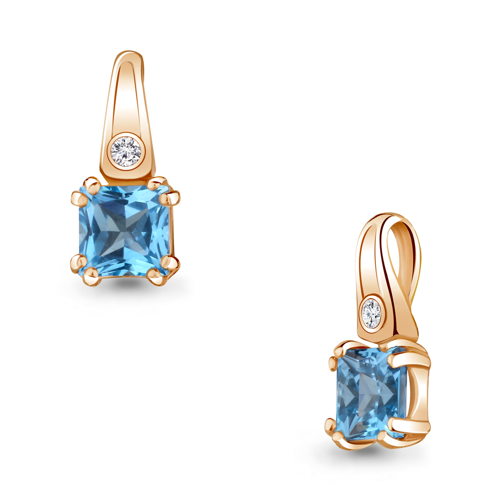 2529005А Подвеска из Золота с топазом свисс блю, фианитом