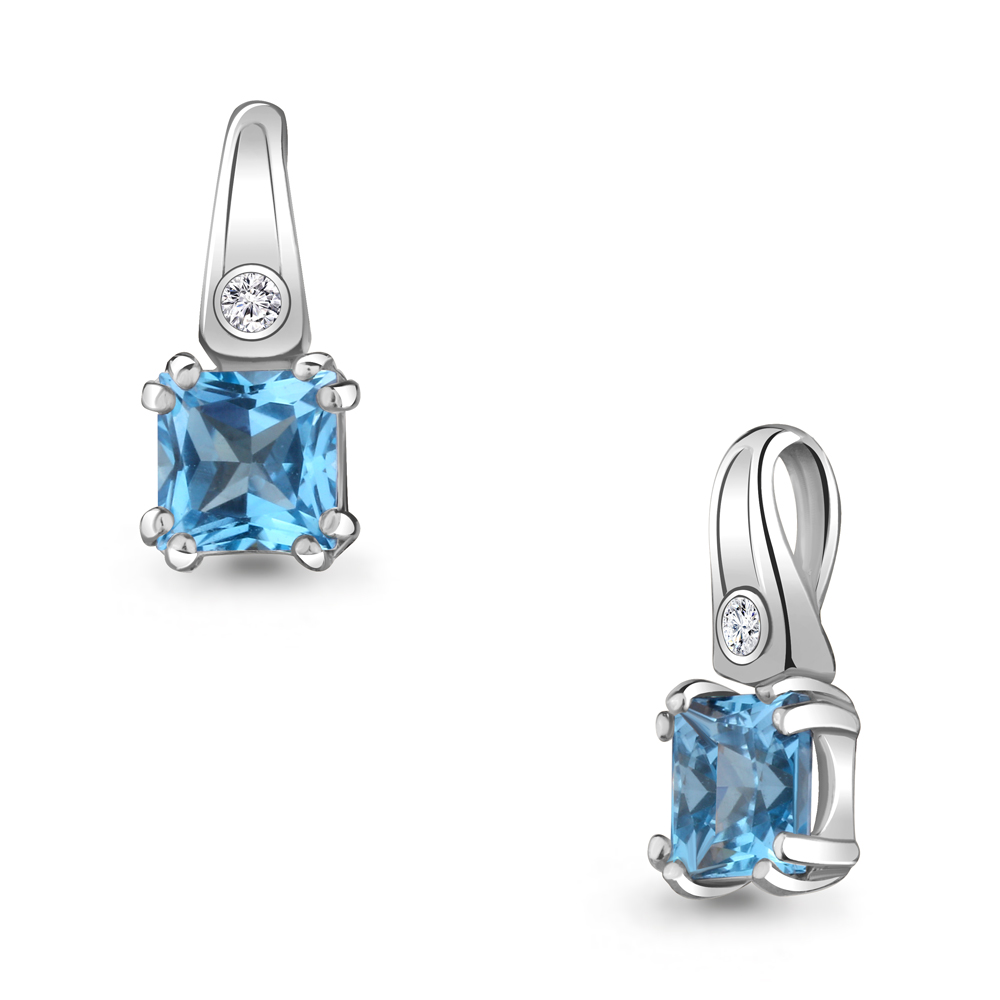 2529005А Подвеска из Серебра с топазом свисс блю, фианитом