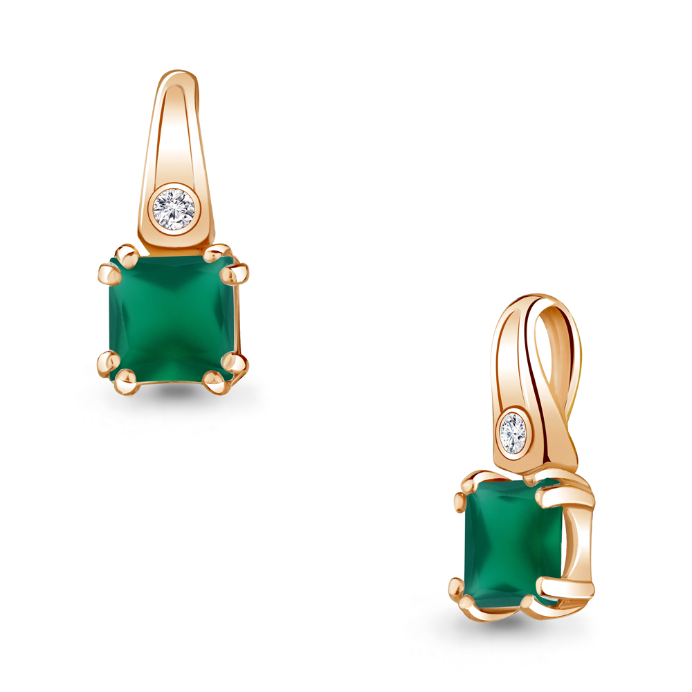 2529009А Подвеска из Золота с агатом, фианитом