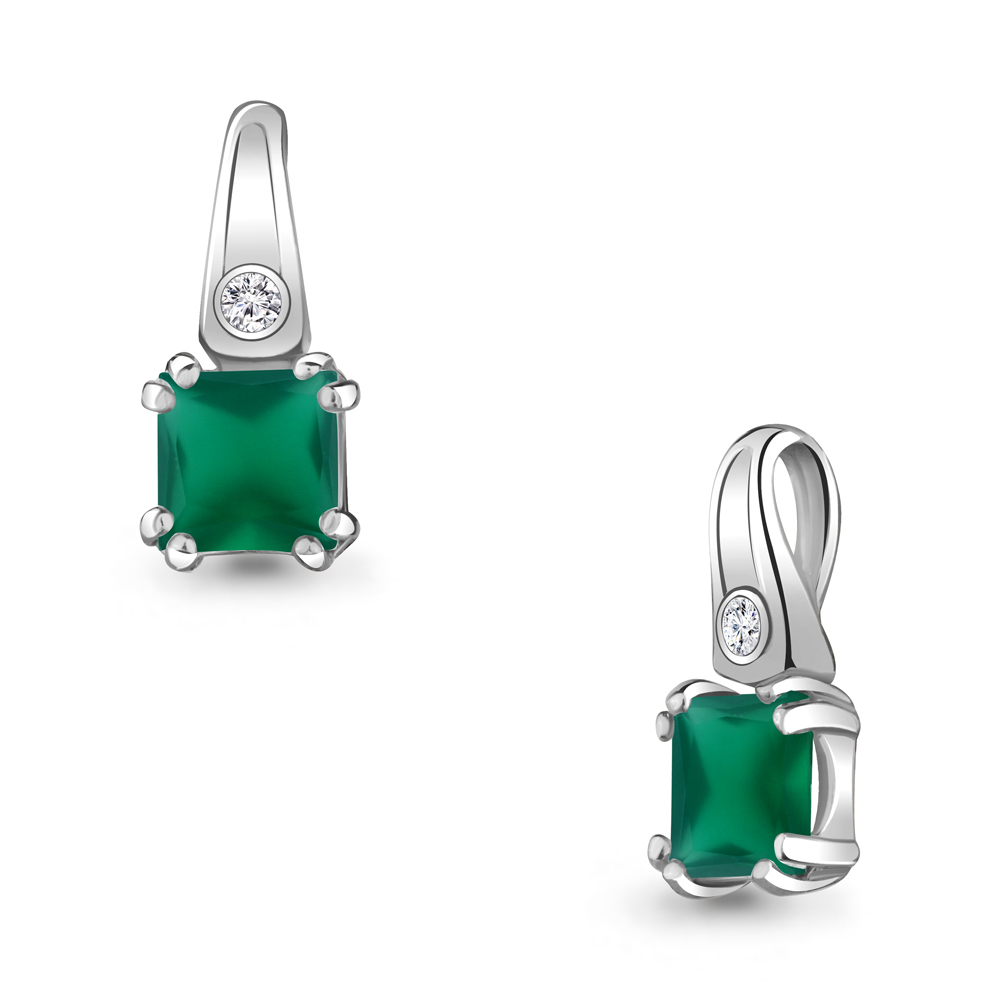 2529009А Подвеска из Серебра с агатом, фианитом