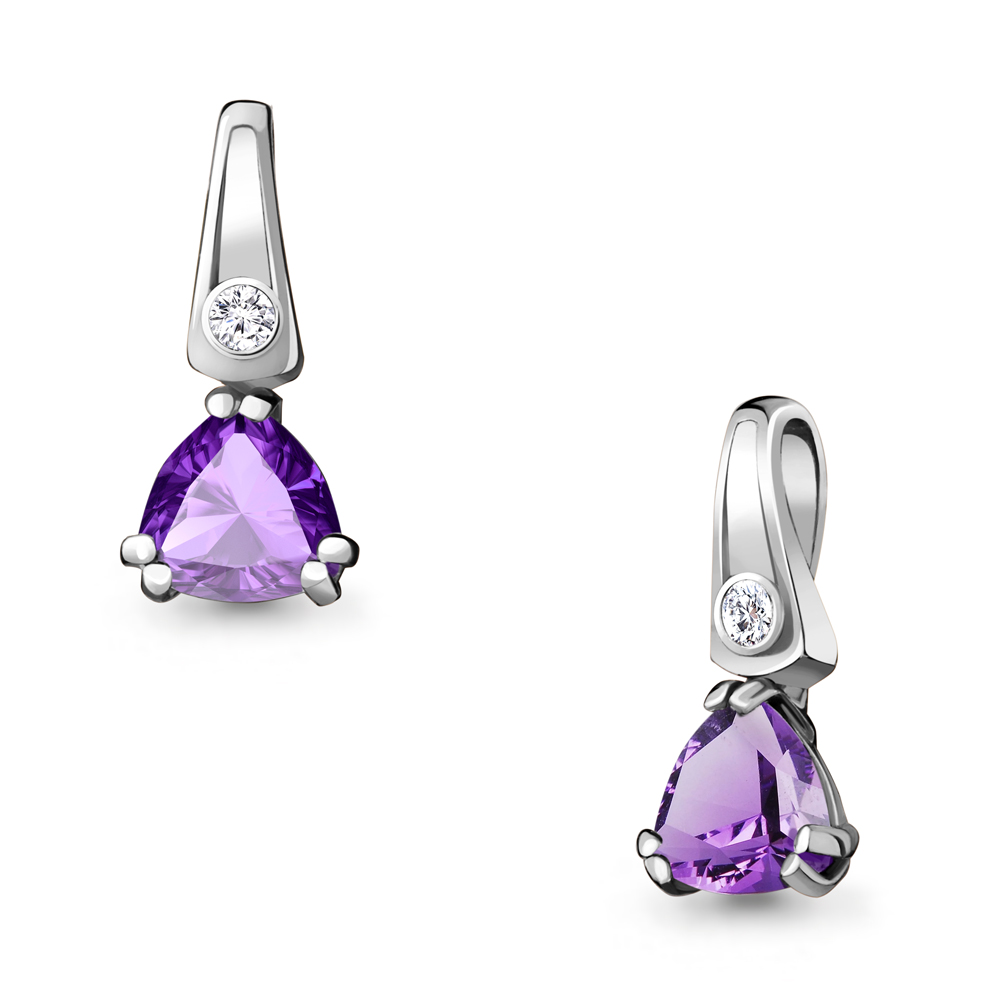 2529104А Подвеска из Серебра с аметистом, фианитом