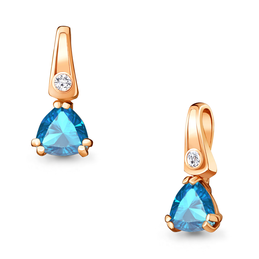 2529105А Подвеска из Золота с топазом свисс блю, фианитом