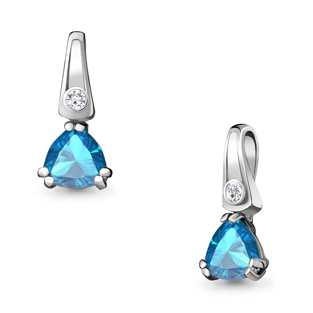2529105А Подвеска из Серебра с топазом свисс блю, фианитом