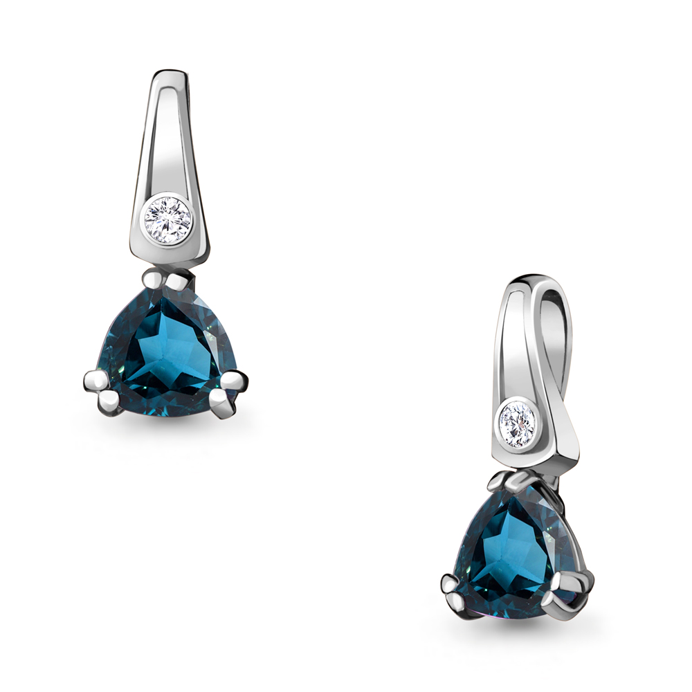 2529108А Подвеска из Серебра с топазом лондон блю, фианитом