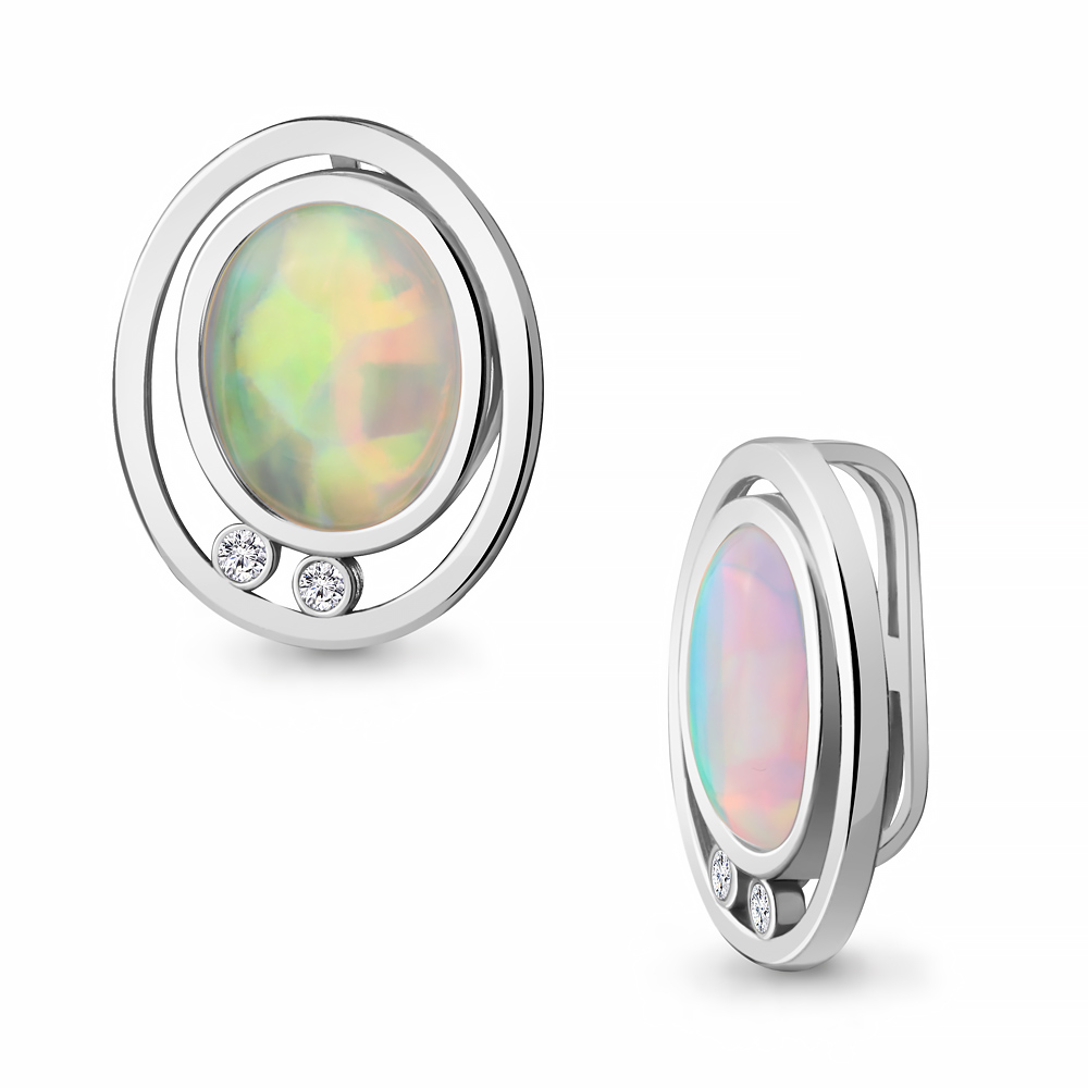 2530098А Подвеска из Серебра с опалом иск., фианитами