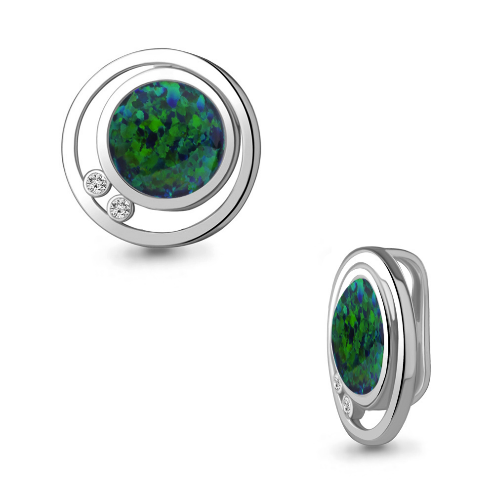 2530196А Подвеска из Серебра с опалом иск., фианитами